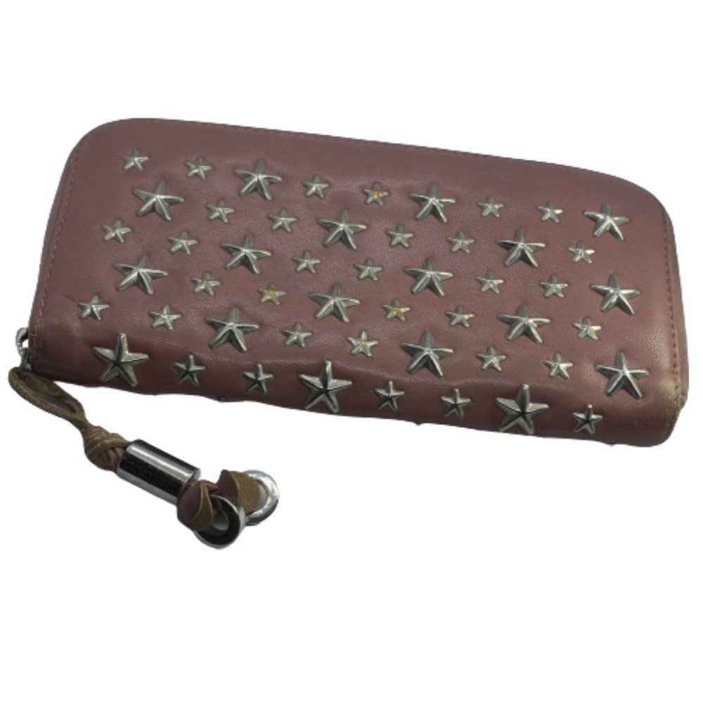 Genuine Jimmy Choo Star Studded Silver / Mauve Zip Around Wallet / Clutch *FLAWS
